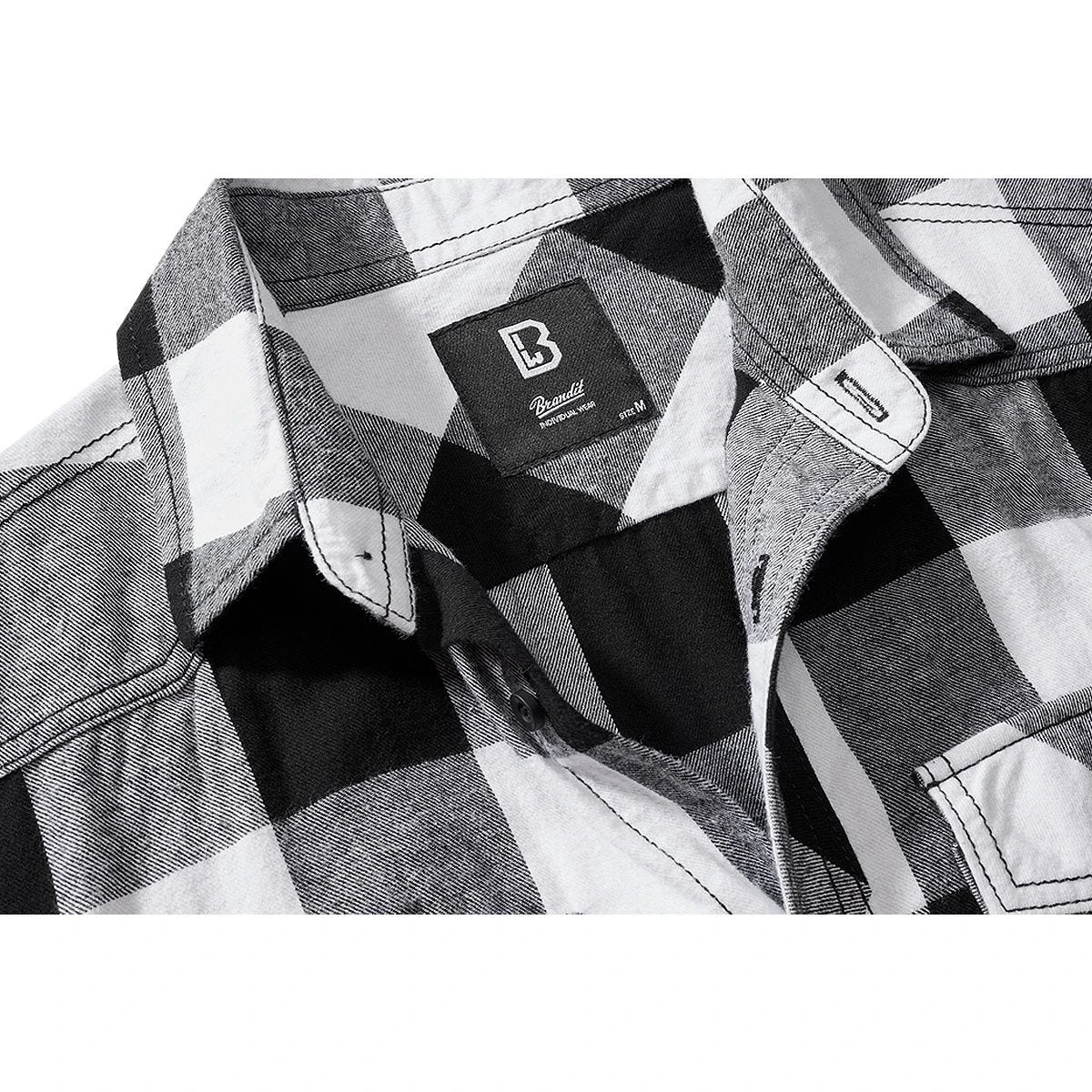 Brandit Half Sleeve Check Shirt White/Black 6 Brandit Half Sleeve Check Shirt White/Black - Image 4