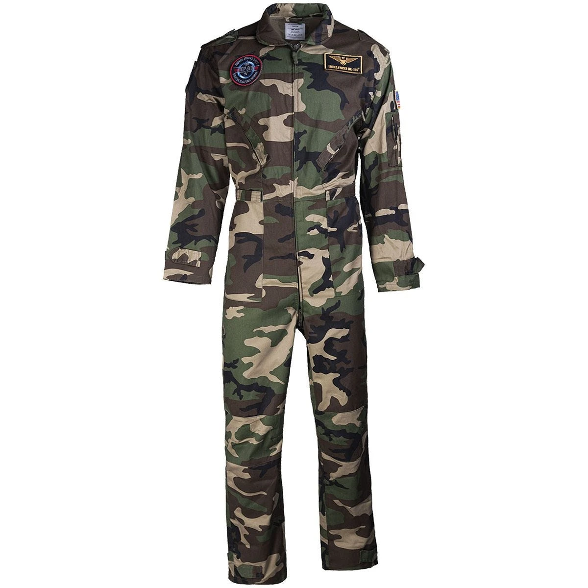 Mil-Tec US Flight Coverall With Patches Woodland 3 Mil-Tec US Flight Coverall With Patches Woodland