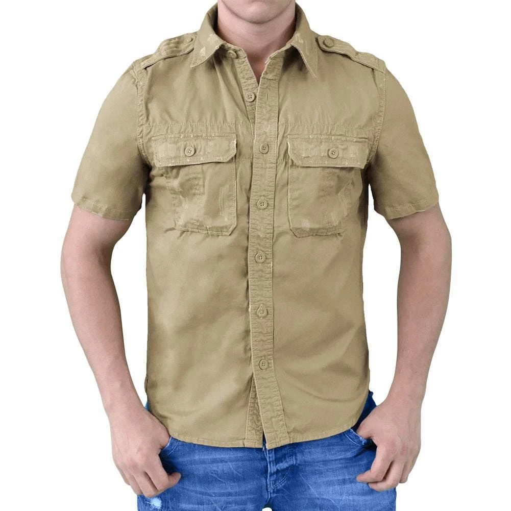 Surplus Raw Vintage Short Sleeve Shirt Beige - Image 2